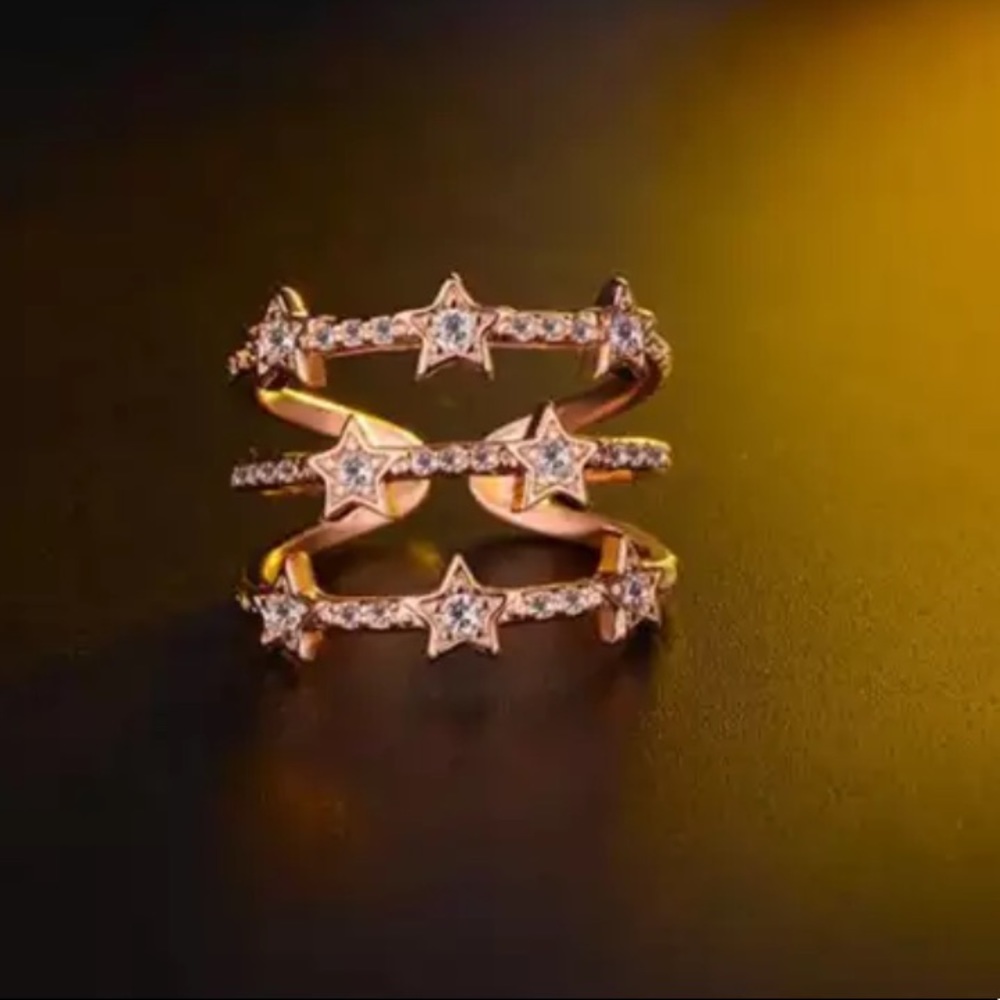 18K ROSE GOLD DIAMOND MULTI LAYER ADJUSTABLE RING - Picture 6 of 7